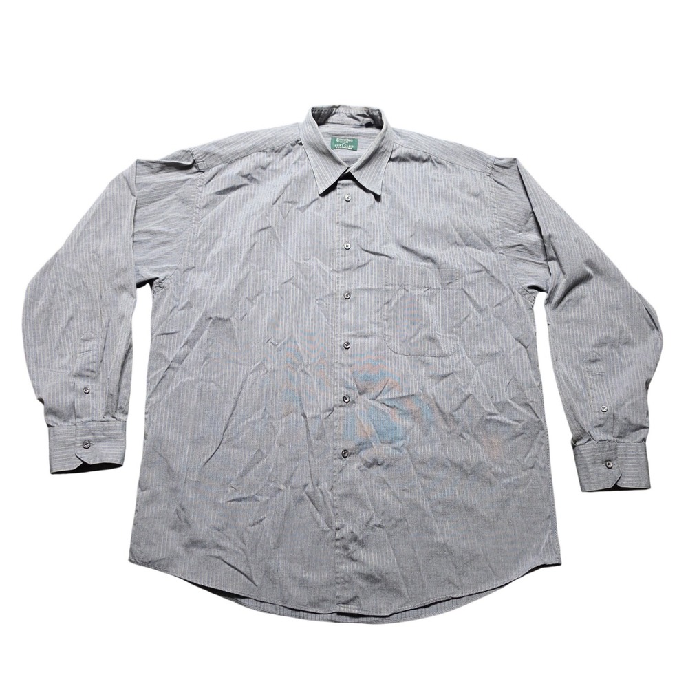 VTG Gitman Bros Button Up Shirt Blue Mens Large Pinstripe Long Sleeve Hunt Club